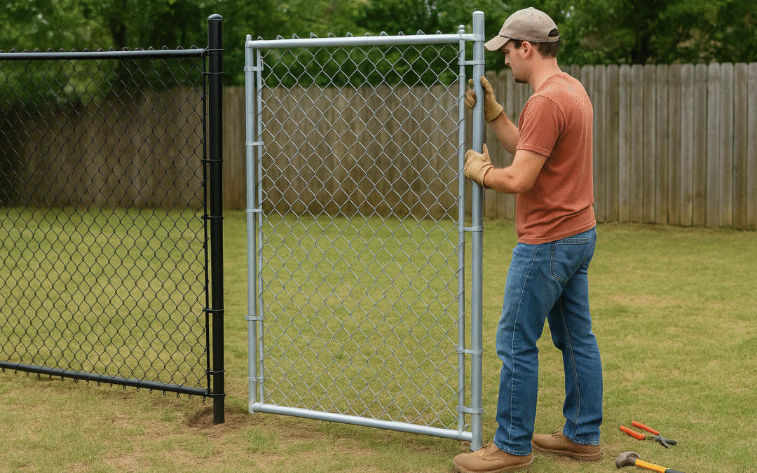 Completed chain link fence installation along residential backyard in Los Angeles, CA